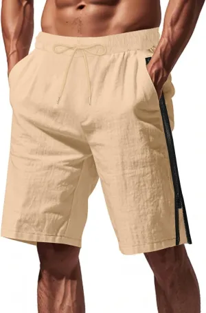 Workout Shorts Men Knee Length Athletic Basketball Gym Gear Quick Dry Lightweight Active Wear with Side Zipper Split