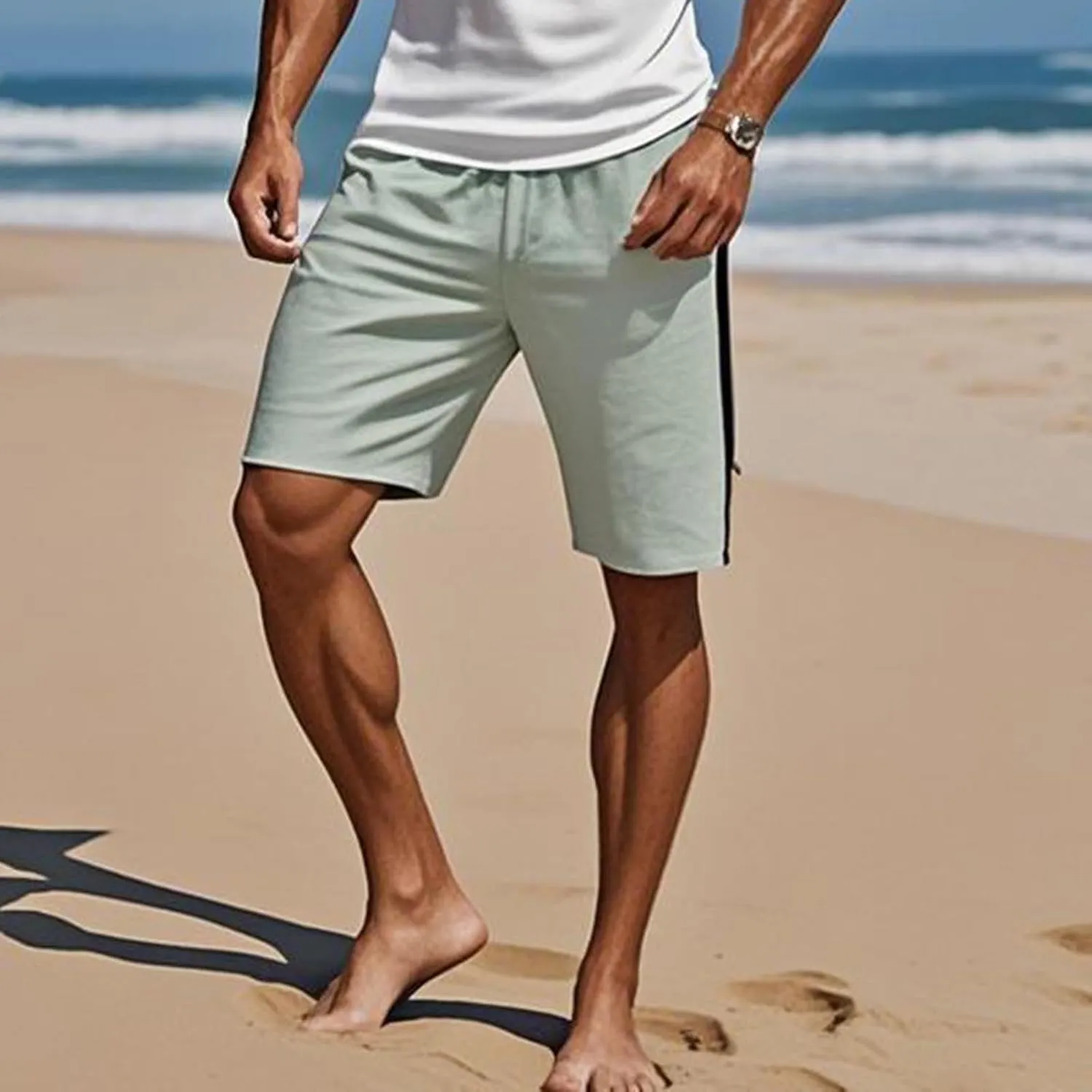 Workout Shorts Men Knee Length Athletic Basketball Gym Gear Quick Dry Lightweight Active Wear with Side Zipper Split