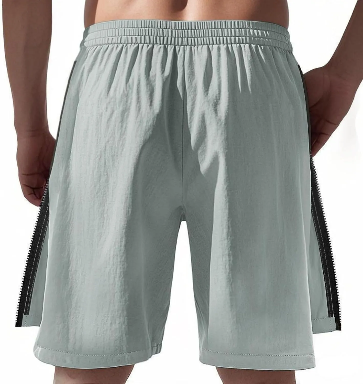 Workout Shorts Men Knee Length Athletic Basketball Gym Gear Quick Dry Lightweight Active Wear with Side Zipper Split