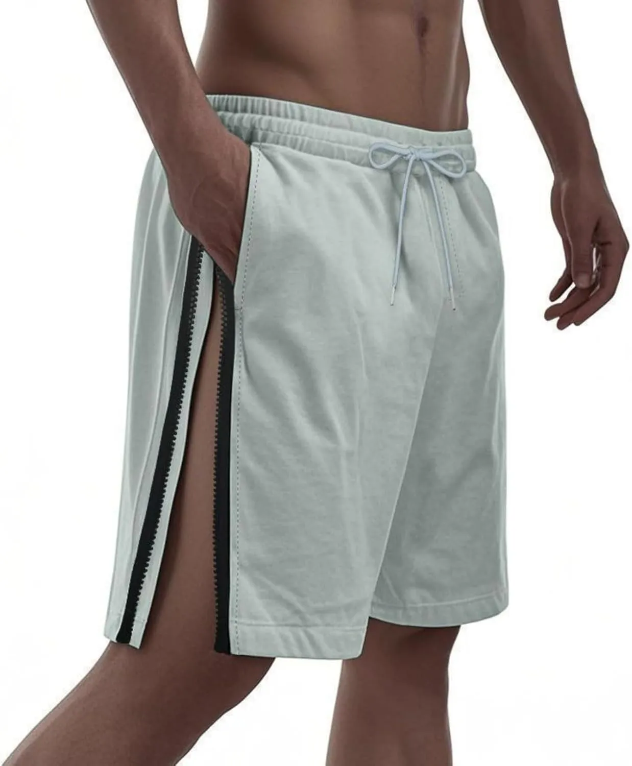 Workout Shorts Men Knee Length Athletic Basketball Gym Gear Quick Dry Lightweight Active Wear with Side Zipper Split