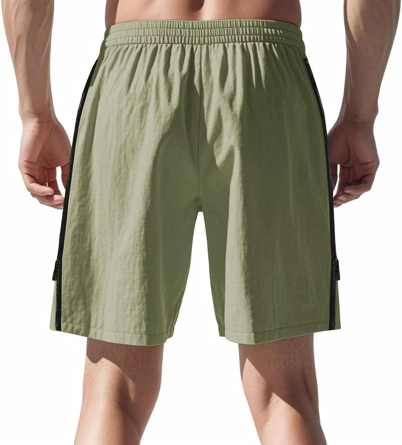 Workout Shorts Men Knee Length Athletic Basketball Gym Gear Quick Dry Lightweight Active Wear with Side Zipper Split