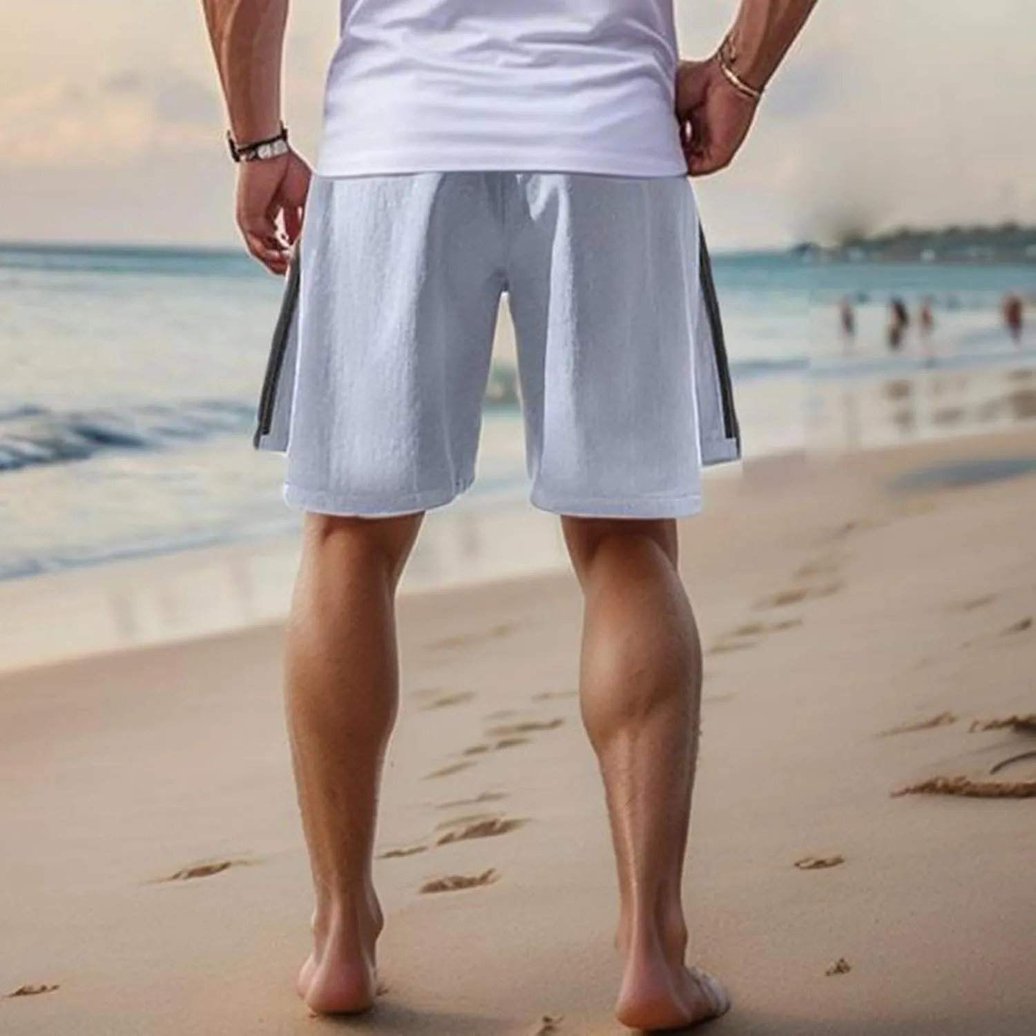 Workout Shorts Men Knee Length Athletic Basketball Gym Gear Quick Dry Lightweight Active Wear with Side Zipper Split