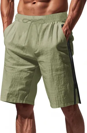 Workout Shorts Men Knee Length Athletic Basketball Gym Gear Quick Dry Lightweight Active Wear with Side Zipper Split