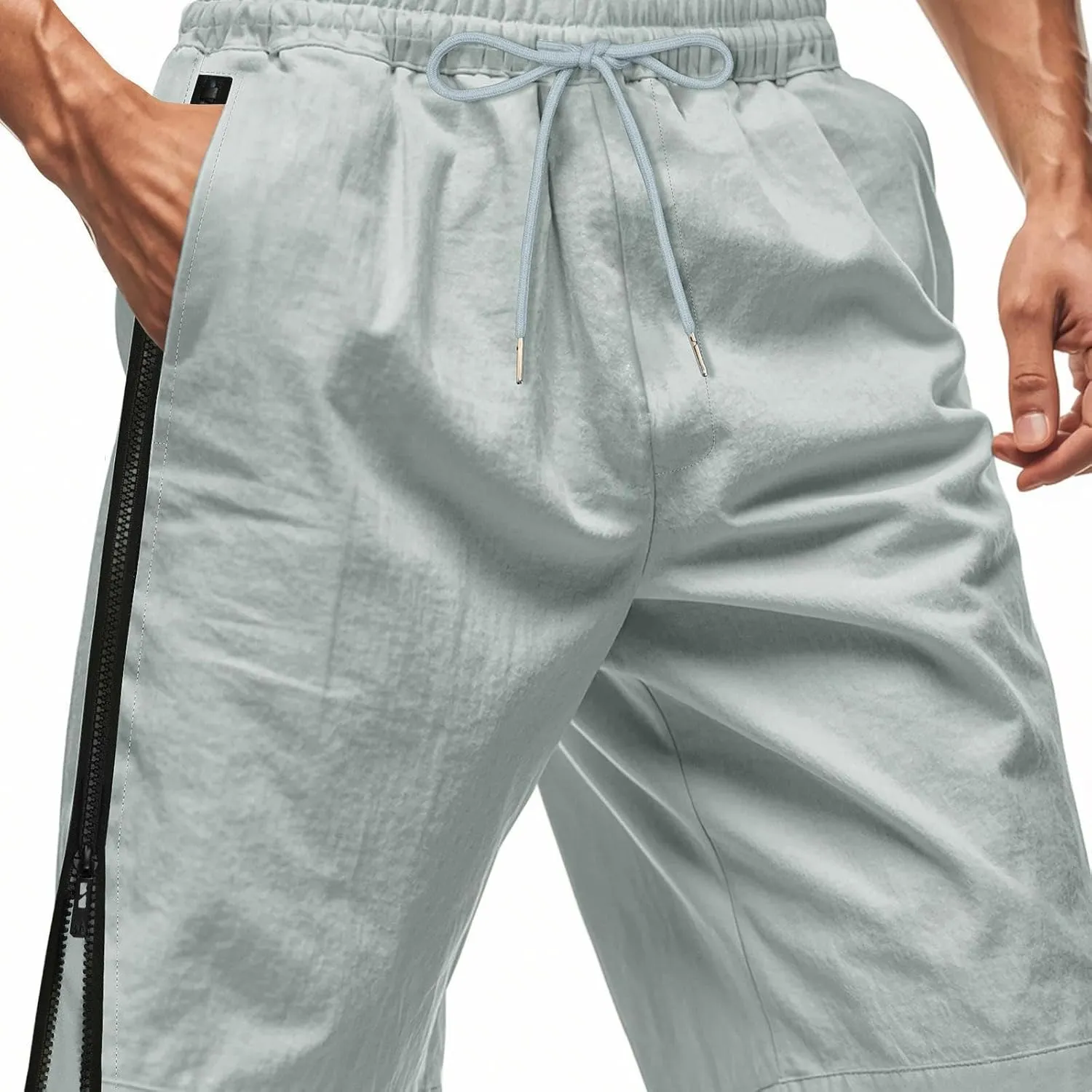 Workout Shorts Men Knee Length Athletic Basketball Gym Gear Quick Dry Lightweight Active Wear with Side Zipper Split