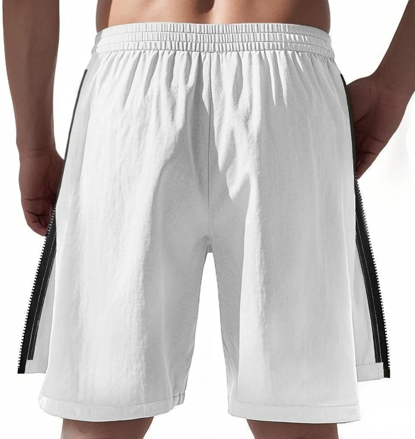 Workout Shorts Men Knee Length Athletic Basketball Gym Gear Quick Dry Lightweight Active Wear with Side Zipper Split