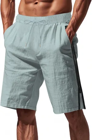 Workout Shorts Men Knee Length Athletic Basketball Gym Gear Quick Dry Lightweight Active Wear with Side Zipper Split