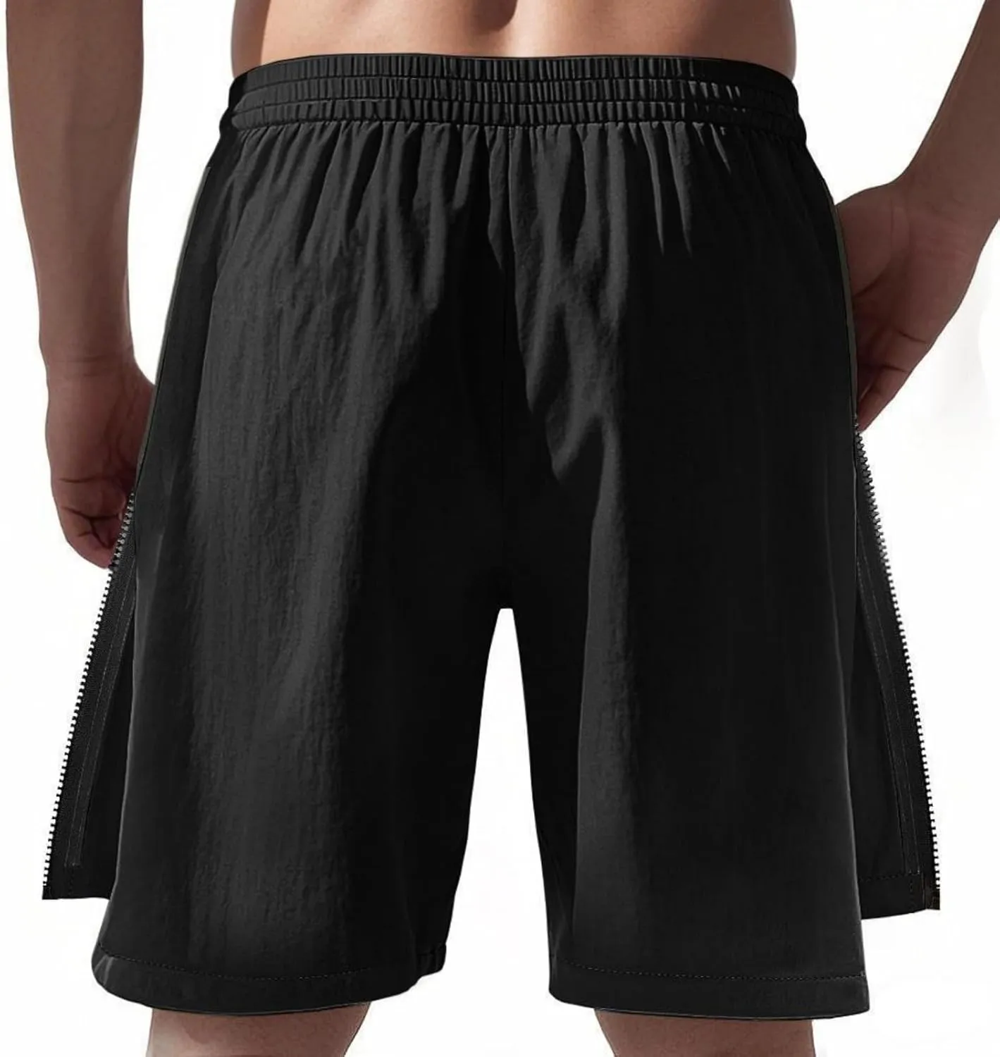 Workout Shorts Men Knee Length Athletic Basketball Gym Gear Quick Dry Lightweight Active Wear with Side Zipper Split