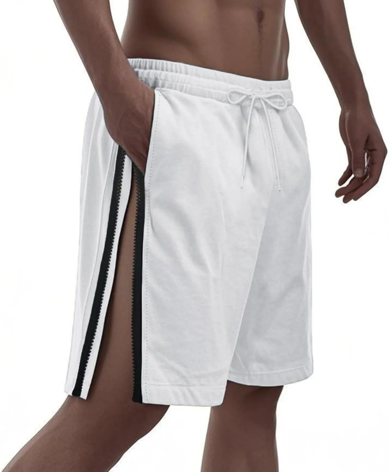 Workout Shorts Men Knee Length Athletic Basketball Gym Gear Quick Dry Lightweight Active Wear with Side Zipper Split