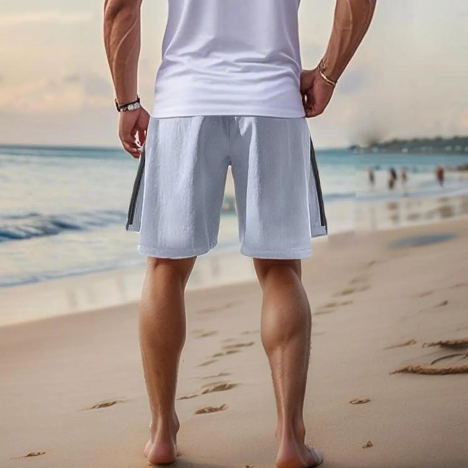 Workout Shorts Men Knee Length Athletic Basketball Gym Gear Quick Dry Lightweight Active Wear with Side Zipper Split