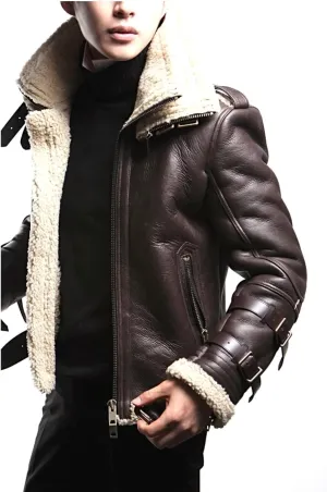 World Of Leather Moto Lambskin Leather Jacket Biker Fur Double Collar