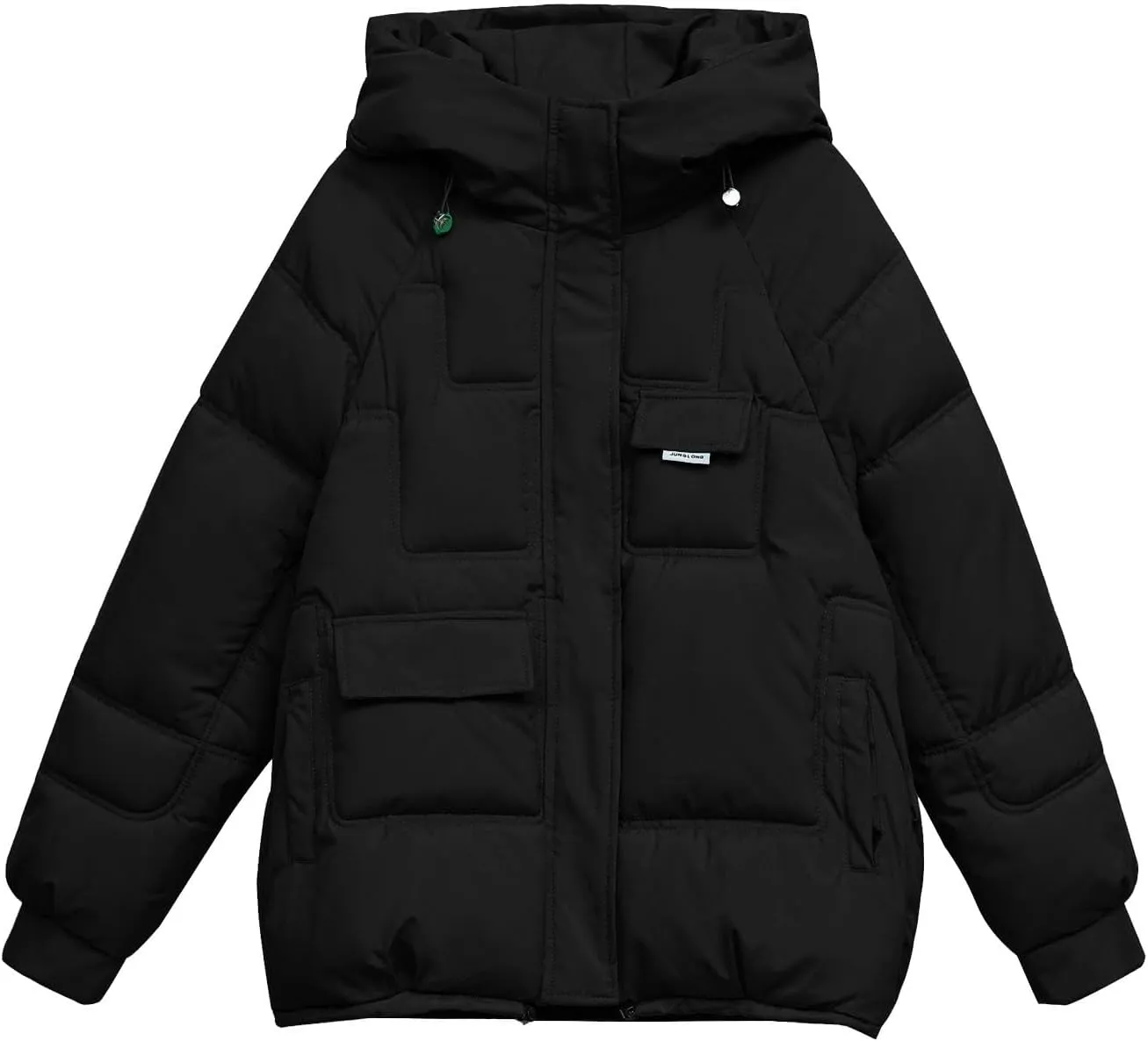 XUNRYAN Puffer Jackets Womens Baggy Winter Warm Down Coat Quilted Lightweight Cropped Jackets Outdoor Overcoat Activewear