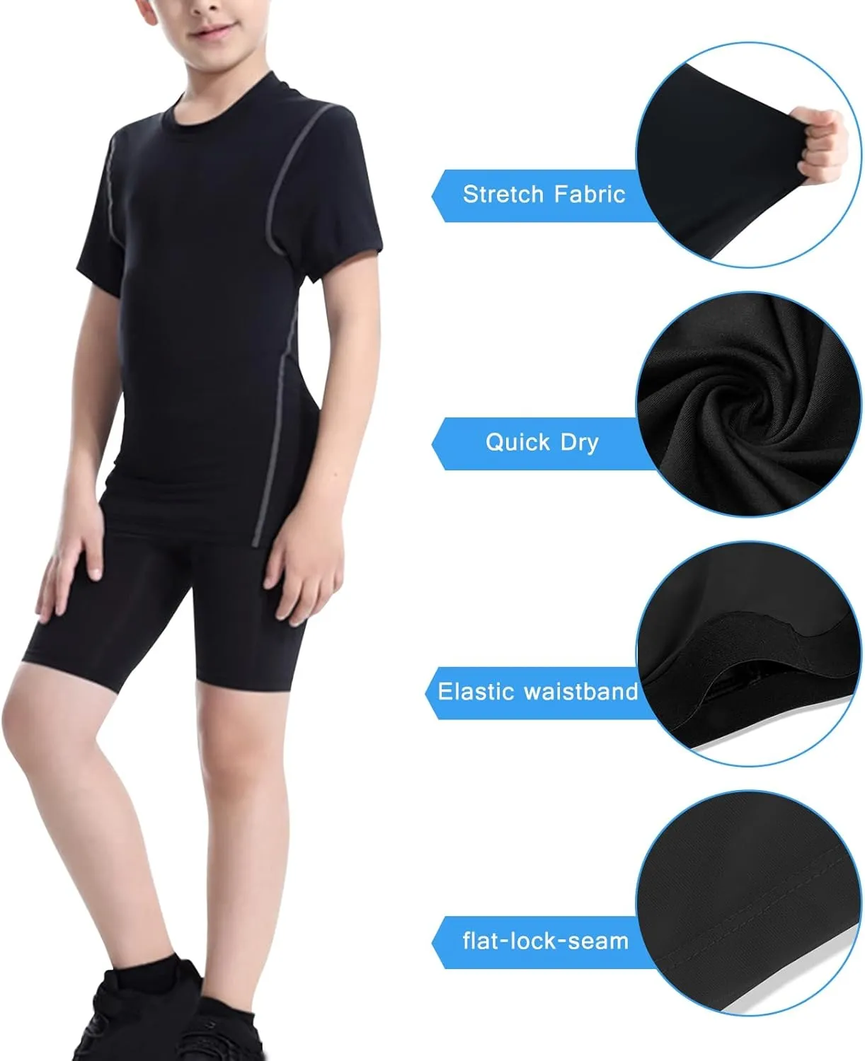Youth Boys Compression Shorts,Spandex Athletic Kids Running Compression Underwear Sport Base Layer