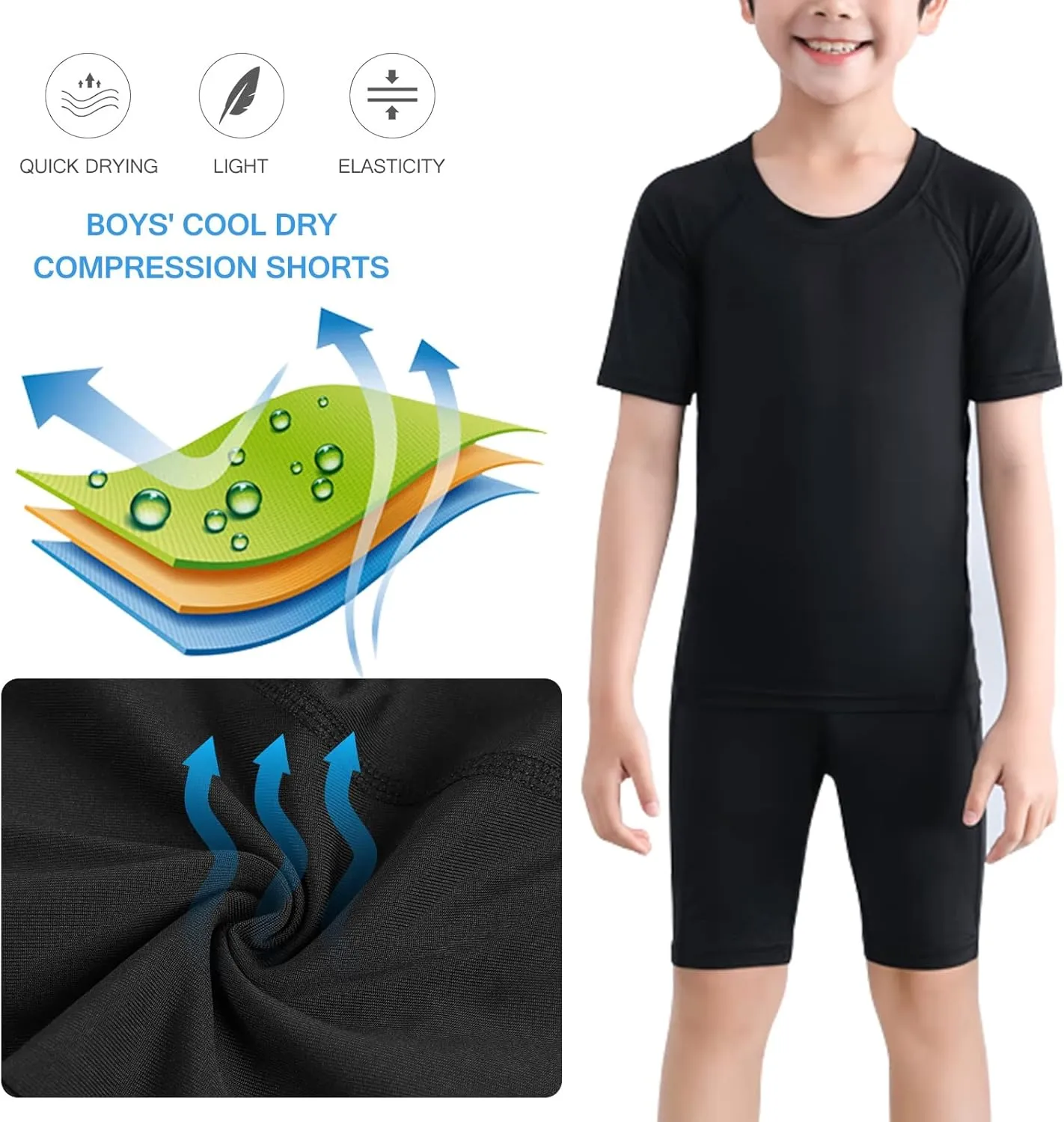 Youth Boys Compression Shorts,Spandex Athletic Kids Running Compression Underwear Sport Base Layer