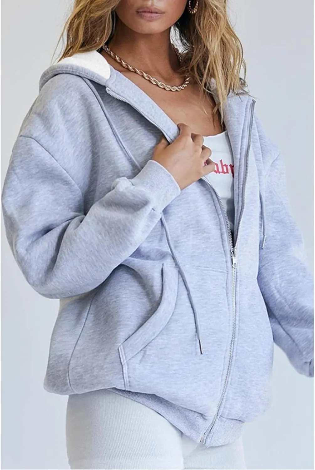 ZYXTIM Women's 2024 Spring Fashion Sweatshirts Zip Up Cropped Hoodies Cotton Warm Loose Casual Outdoor Gym Sport Jackets